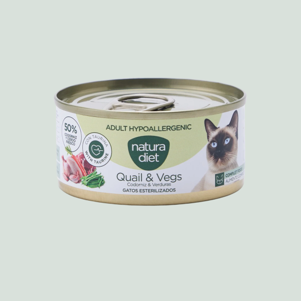 Natura Diet Cat Paté Adult Hypoallergenic Quail & Vegs 85gr x 24 uds